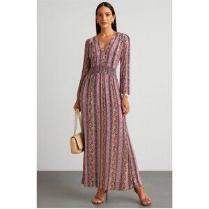 Soft Surroundings Boho Long Sleeve Maxi Dress Women M Earthy Esperanza Hippie
